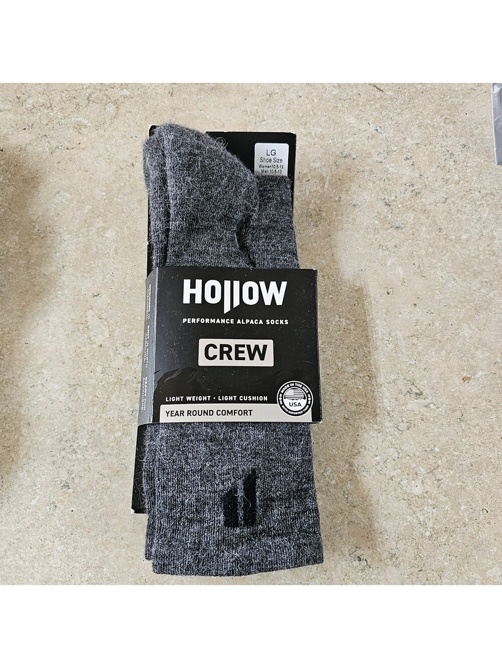 Hollow Performance Alpaca Crew Socks Large Grey